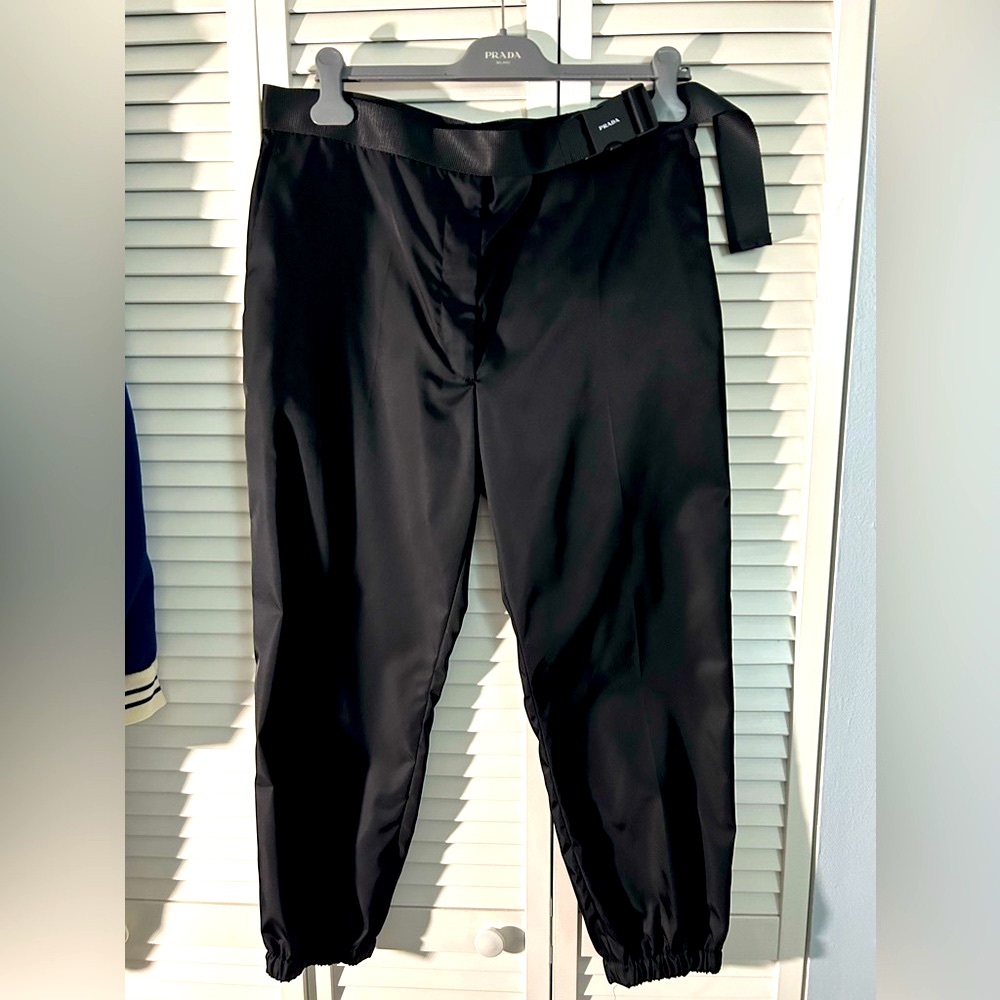 Prada Black sheen Re-Nylon cargo/pants with Elegant Sheen ~